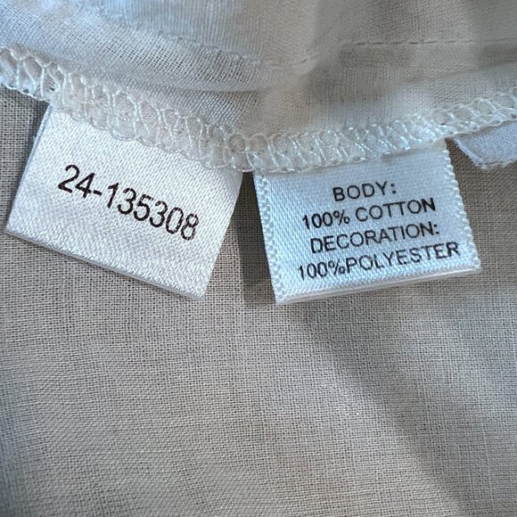 Ann Taylor Womens Top Size 4 Cream Boho Embroidered Semi Sheer V-Neck 3/4 Sleeve - Picture 10 of 11